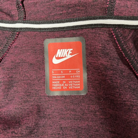Nike Jacket Hoodie Zip Up Girls Small 5 Vivid Pink Heather Knit Pockets Logo - Picture 7 of 7